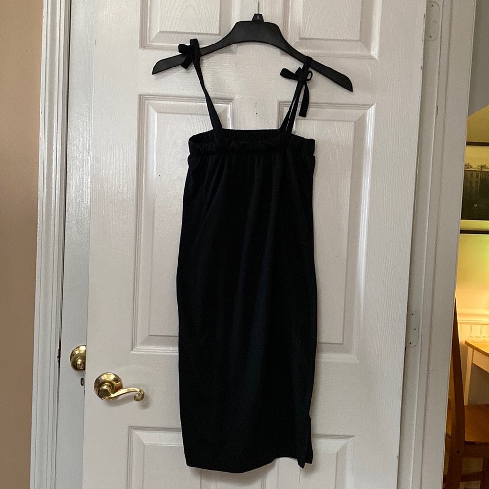 VTG 70’s Summer Goth Tie Shoulder Bow Dress